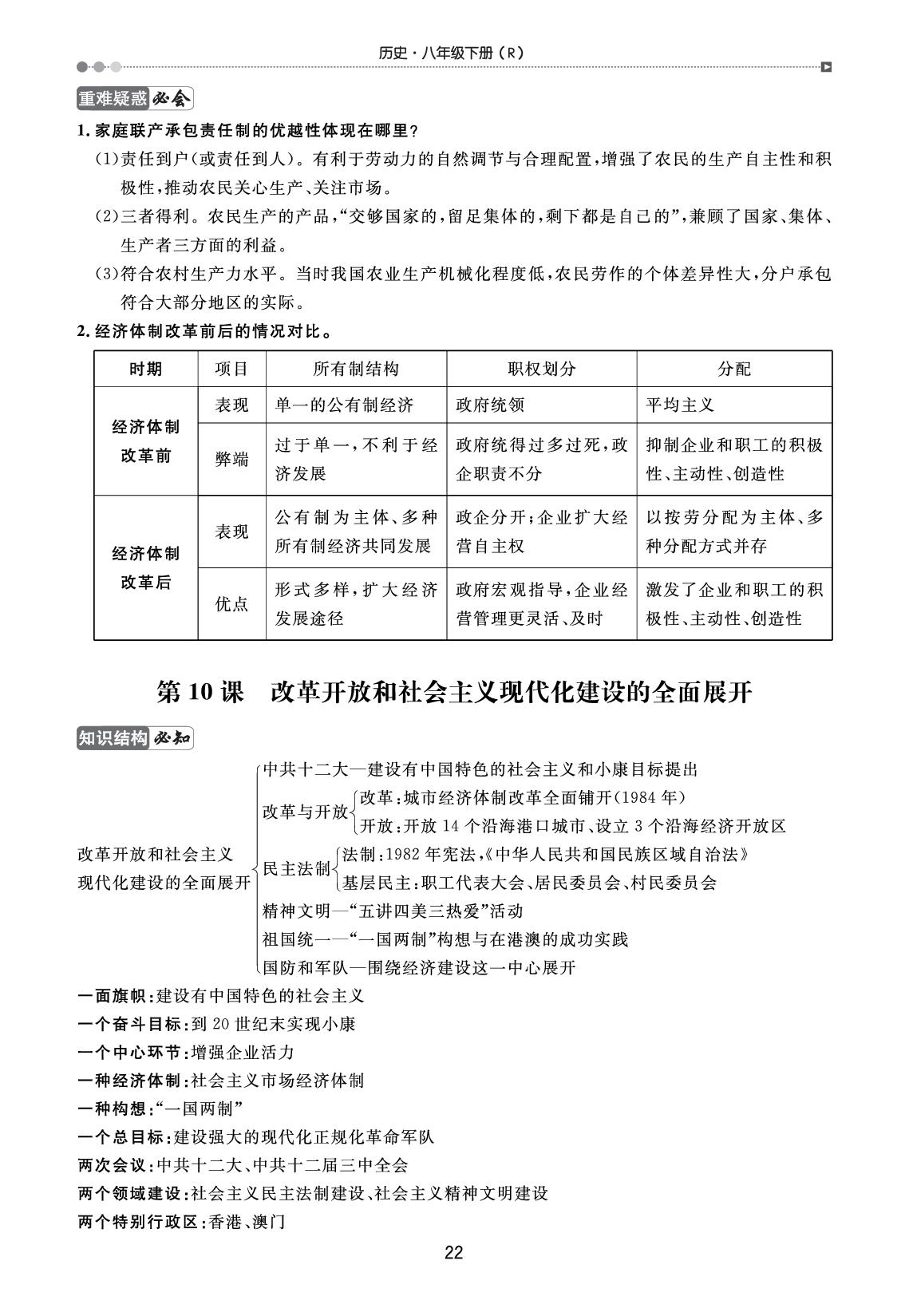 第10课 改革开放和社会主义现代化建设的全面展开（教材易点通）-【宝典训练】2025-2026学年八年级下册历史高效课堂（统编版·新教材）