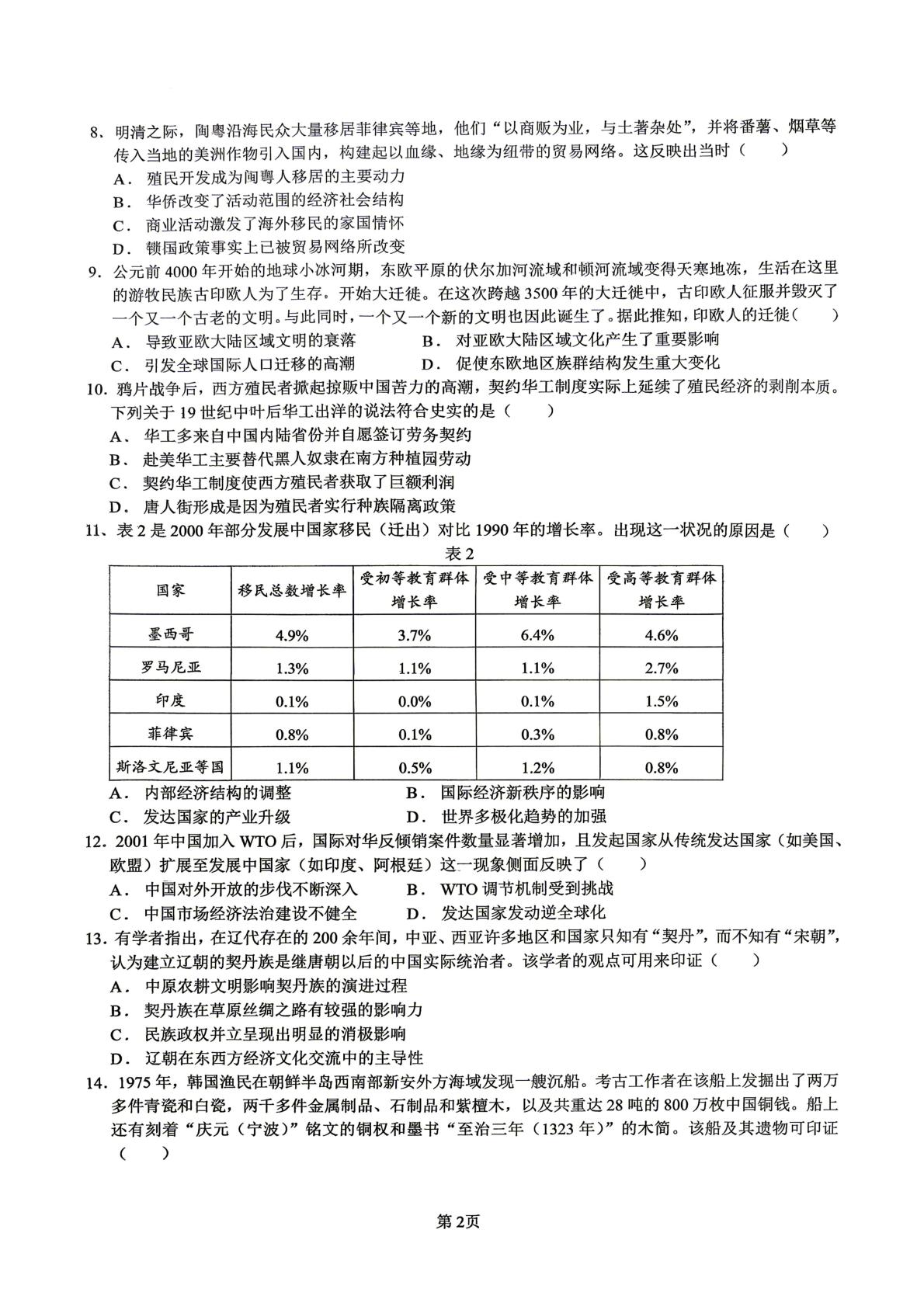 河南周口市郸城县第一高级中学2025-2026学年高二下学期第六次周练历史试题