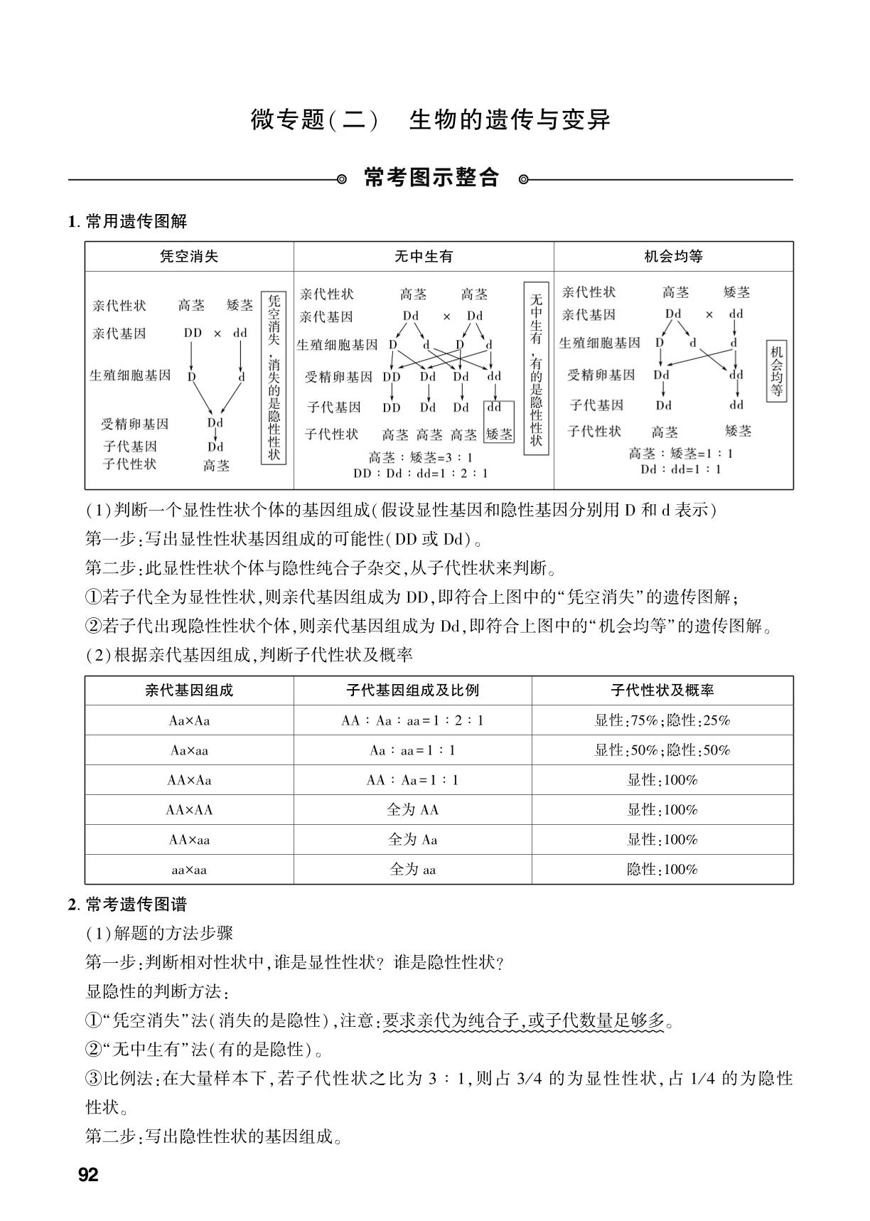 第4单元 微专题(二)生物的遗传与变异-【中考对策】2026年中考总复习生物（济南版）