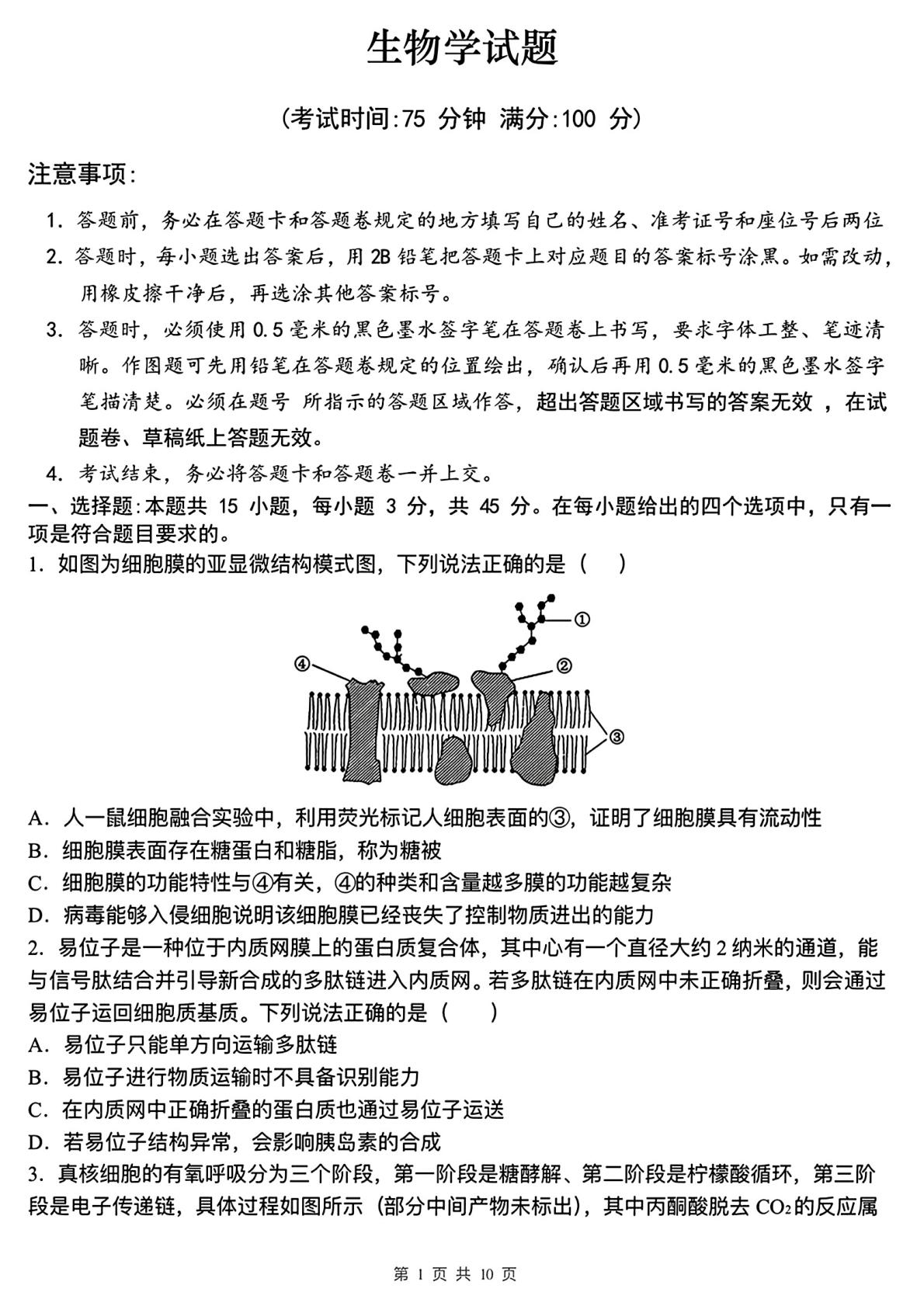 安徽省合肥市一中2026年高三五月模拟考试生物试卷