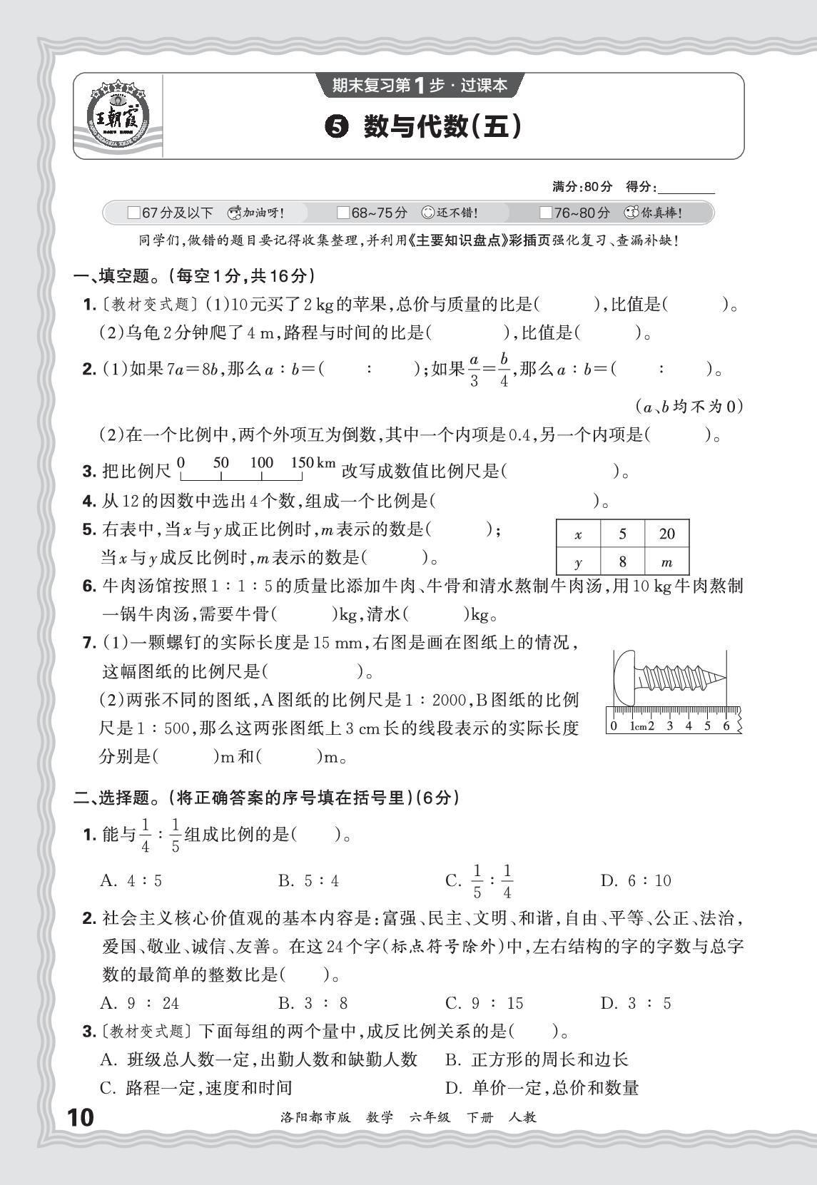 5 数与代数(五)-【王朝霞系列丛书】2025-2026学年六年级下册数学期末试卷精选（人教版）洛阳专版
