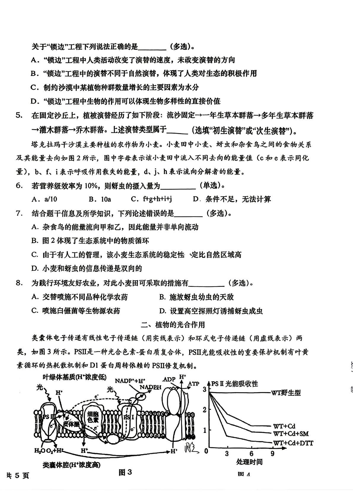 上海市延安中学2025-2026学年高三下学期4月质量调研生物试卷
