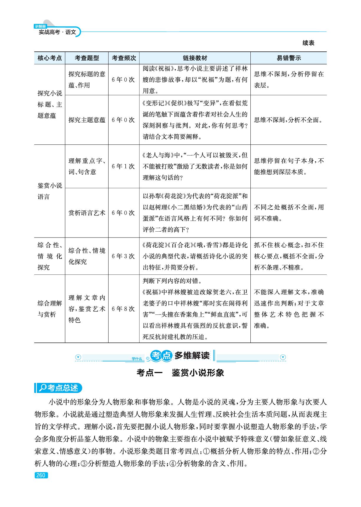 专题2 小说-考点1 鉴赏小说形象(精讲册)-【实战高考】2026年高考语文总复习（山东专版）