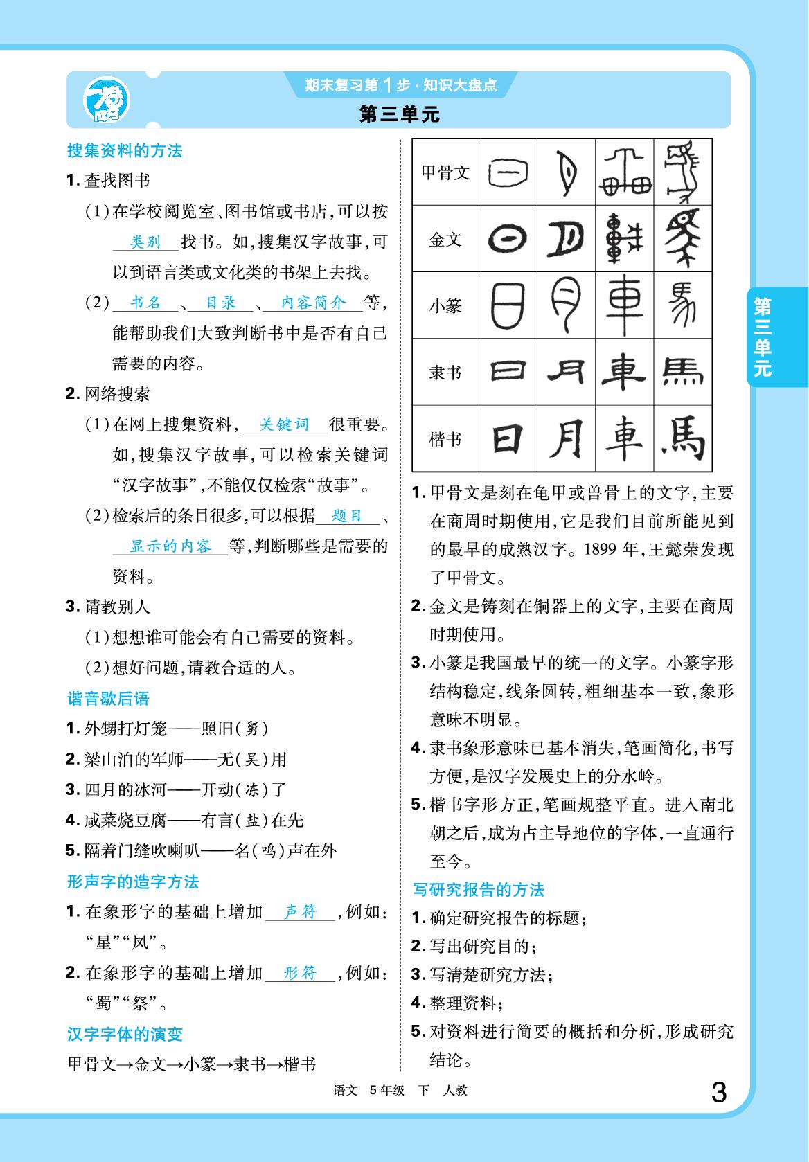 知识大盘点—回顾课本-【一卷成名·期末精编大卷】2025-2026学年五年级语文下册（统编版 河南专版）