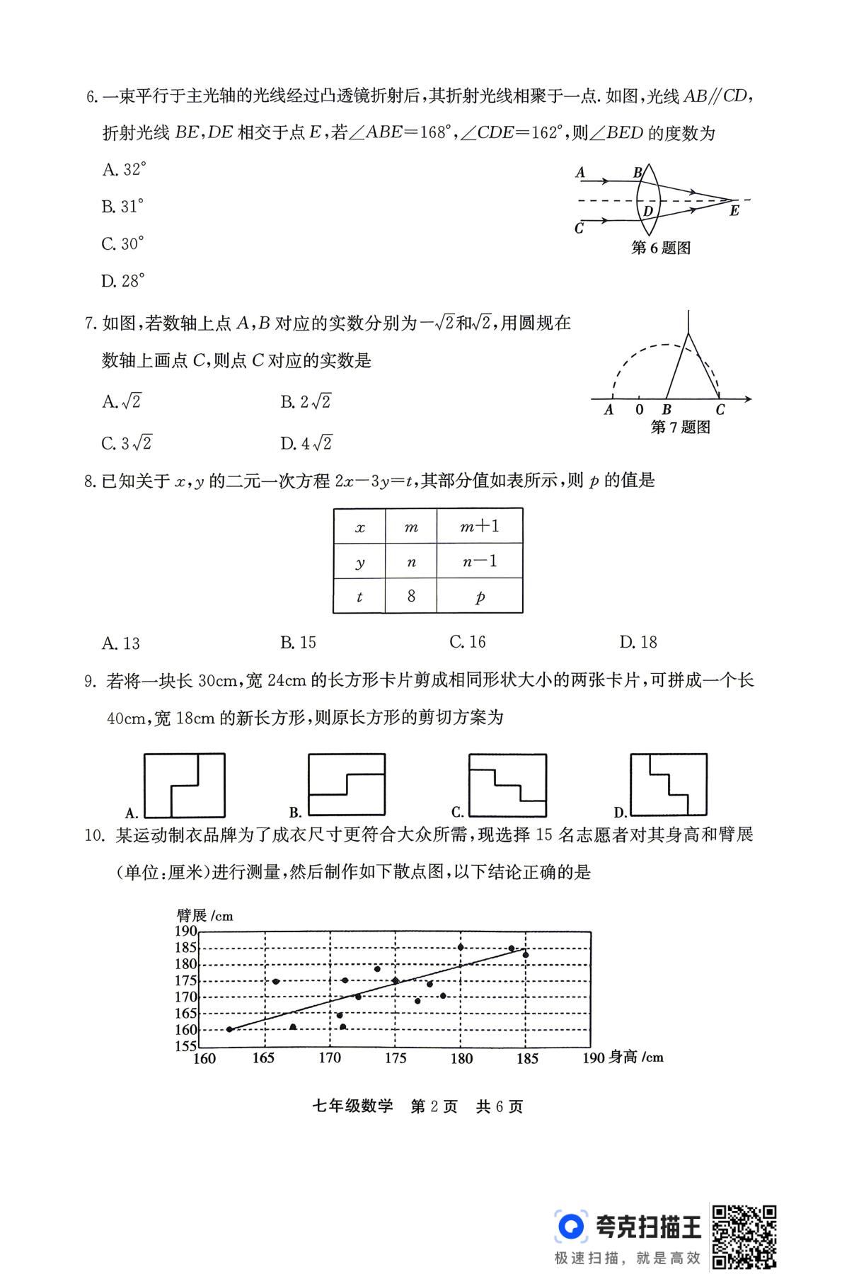 河南信阳市浉河区2025-2026学年七年级下学期期末考试试卷数学
