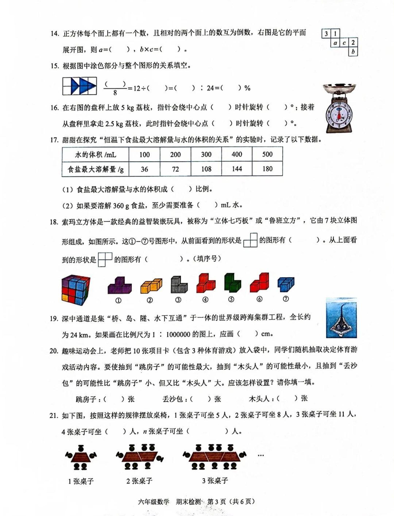 广东深圳市福田区2025-2026学年第二学期期末检测小学六年级数学试题