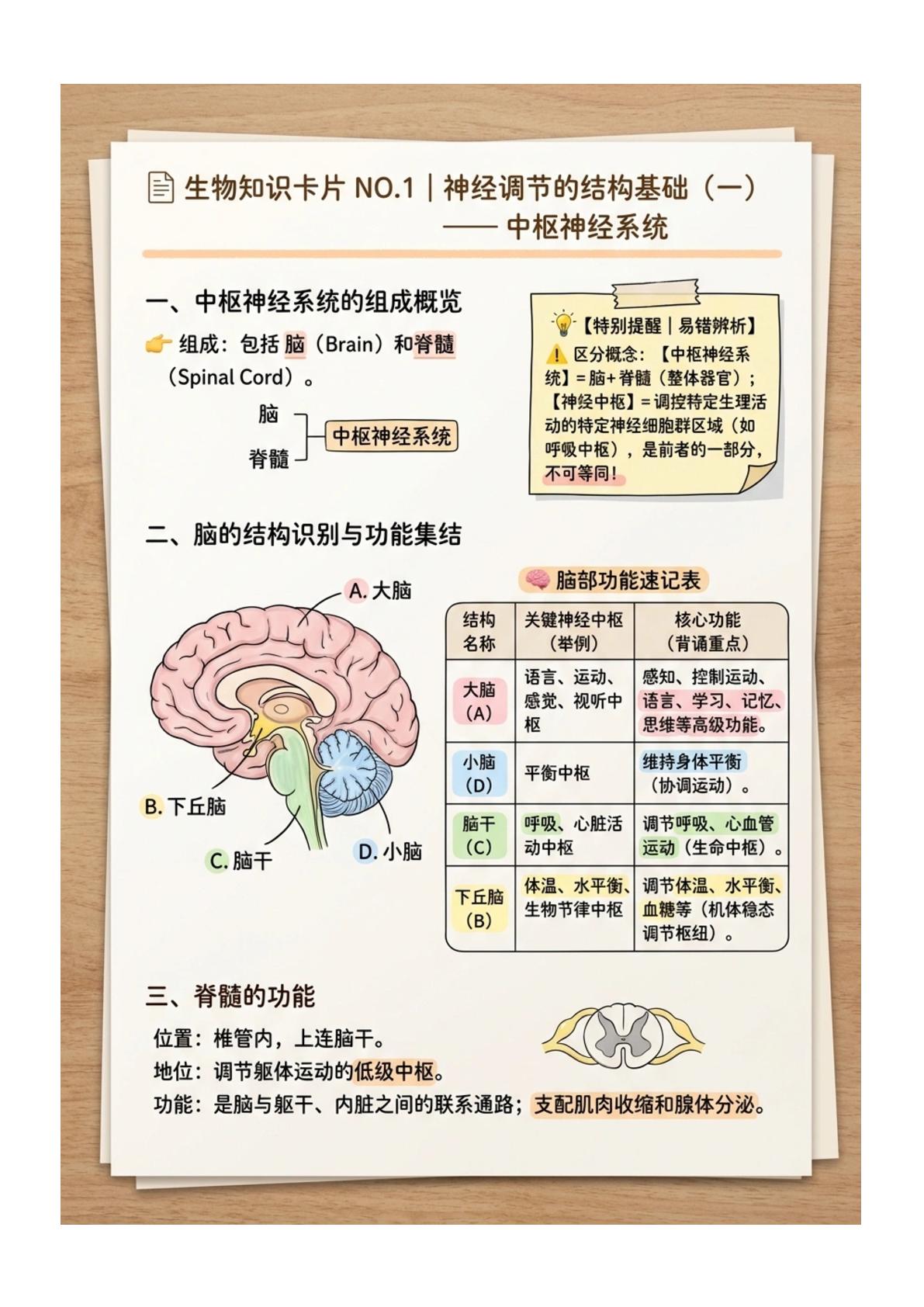 2.1 神经调节的结构基础（图文版知识清单）生物人教版选择性必修1