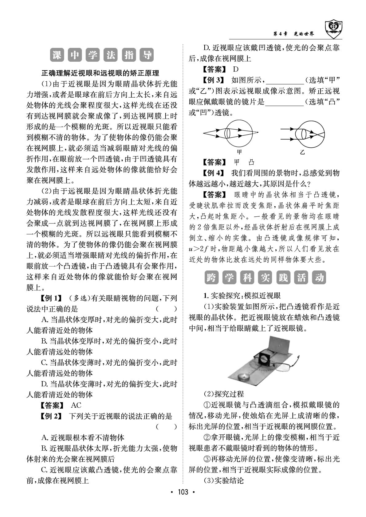 4.6 跨学科实践：眼睛-【指南针·课堂优化】2026-2027学年八年级上册物理（教科版·新教材）